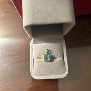 James Avery blue topaz yellow gold charm pendant